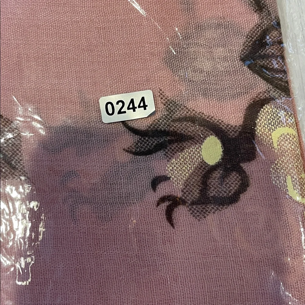Floral Pink Sheer wrap with Yellow Roses 100% viscose 26x72 oversized scarf